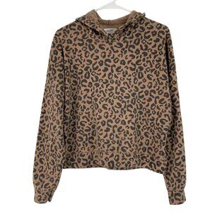 Abercrombie & Fitch Brown Black Cheetah Print Pullover Hooded Sweater Size S